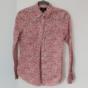 J. Crew Red and Pink Floral Shirt